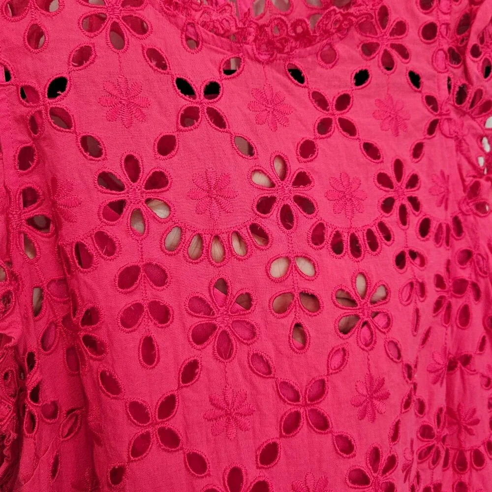 J.Crew Pink Eyelet Mockneck Top with Flutter Sleeves Size S - Picture 4 of 9